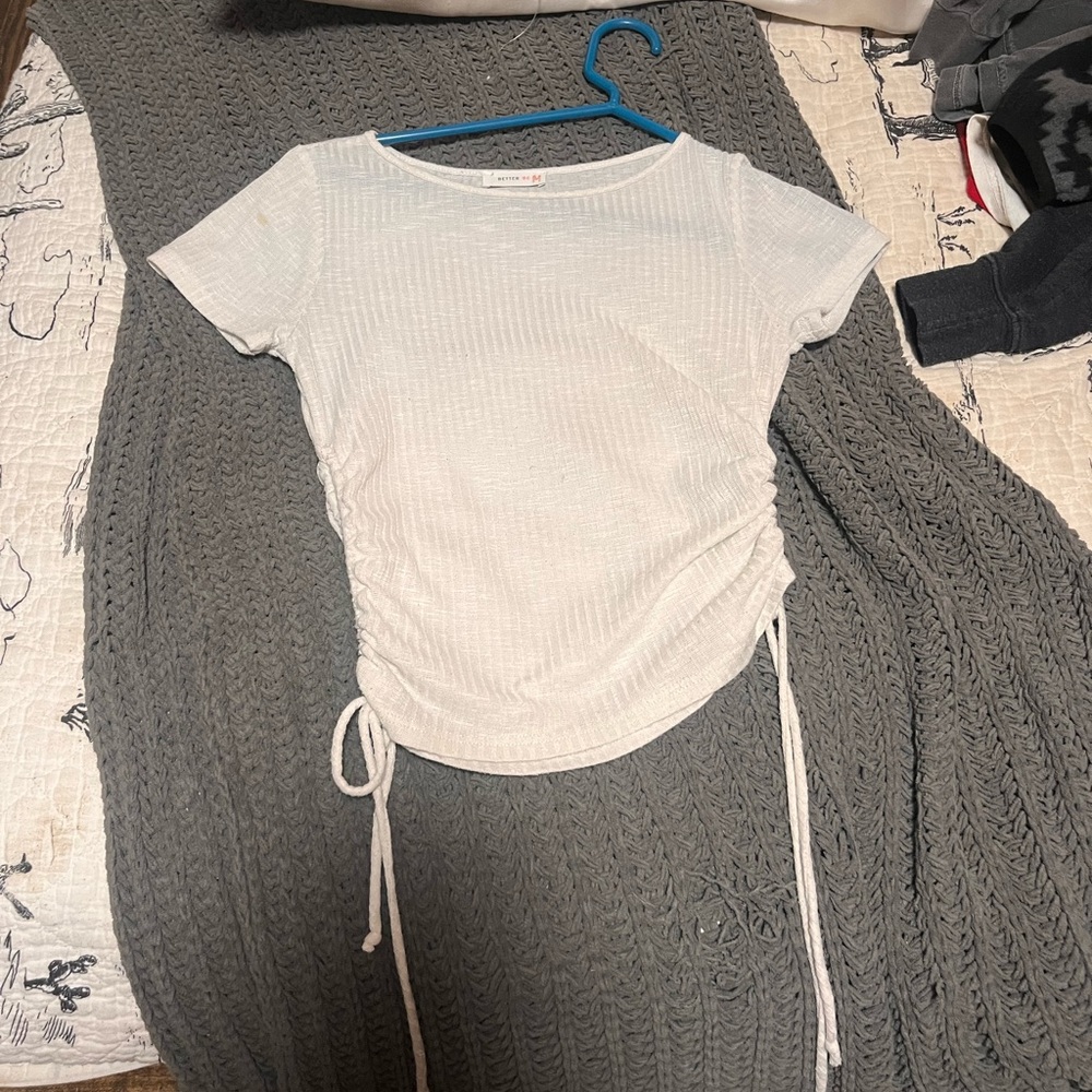 White cropped shirt